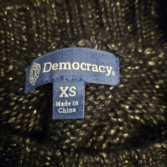 Democracy Metallic Knit Sweater Gold Embellished Deco Button Fancy Party NYE - Picture 10 of 12
